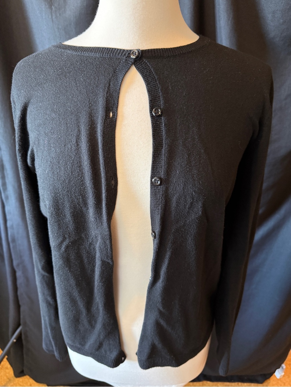 Eddie Bauer Black Cotton-Cashmere Sweater